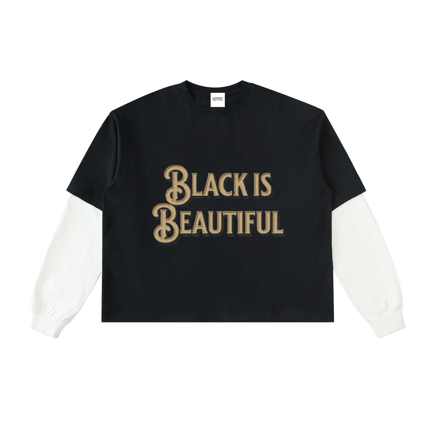 Layered Contrast Sleeve Cotton T-Shirt