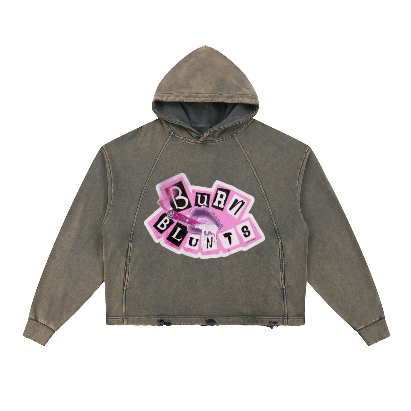 Vintage Washed Frayed-Hem Hoodie