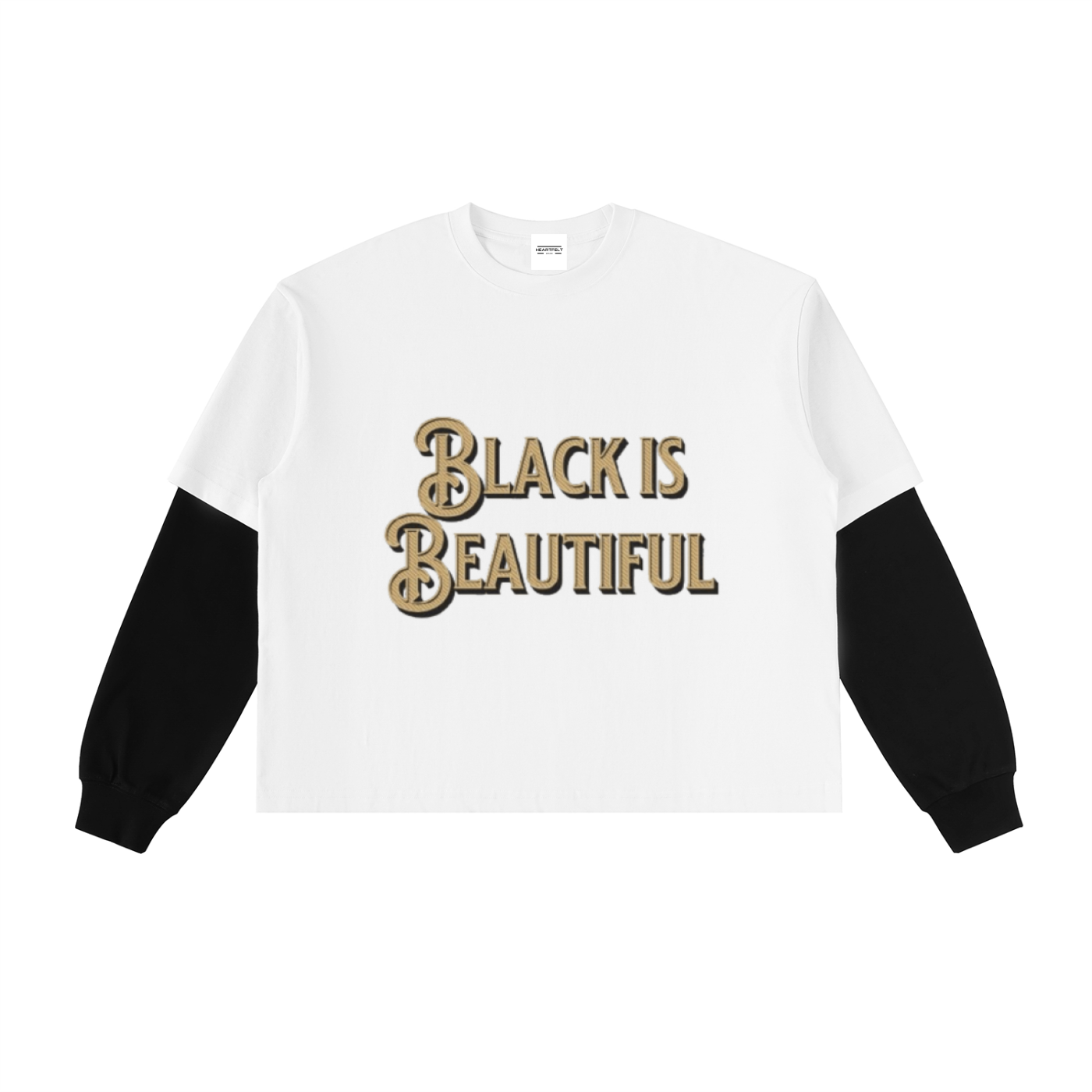 Layered Contrast Sleeve Cotton T-Shirt