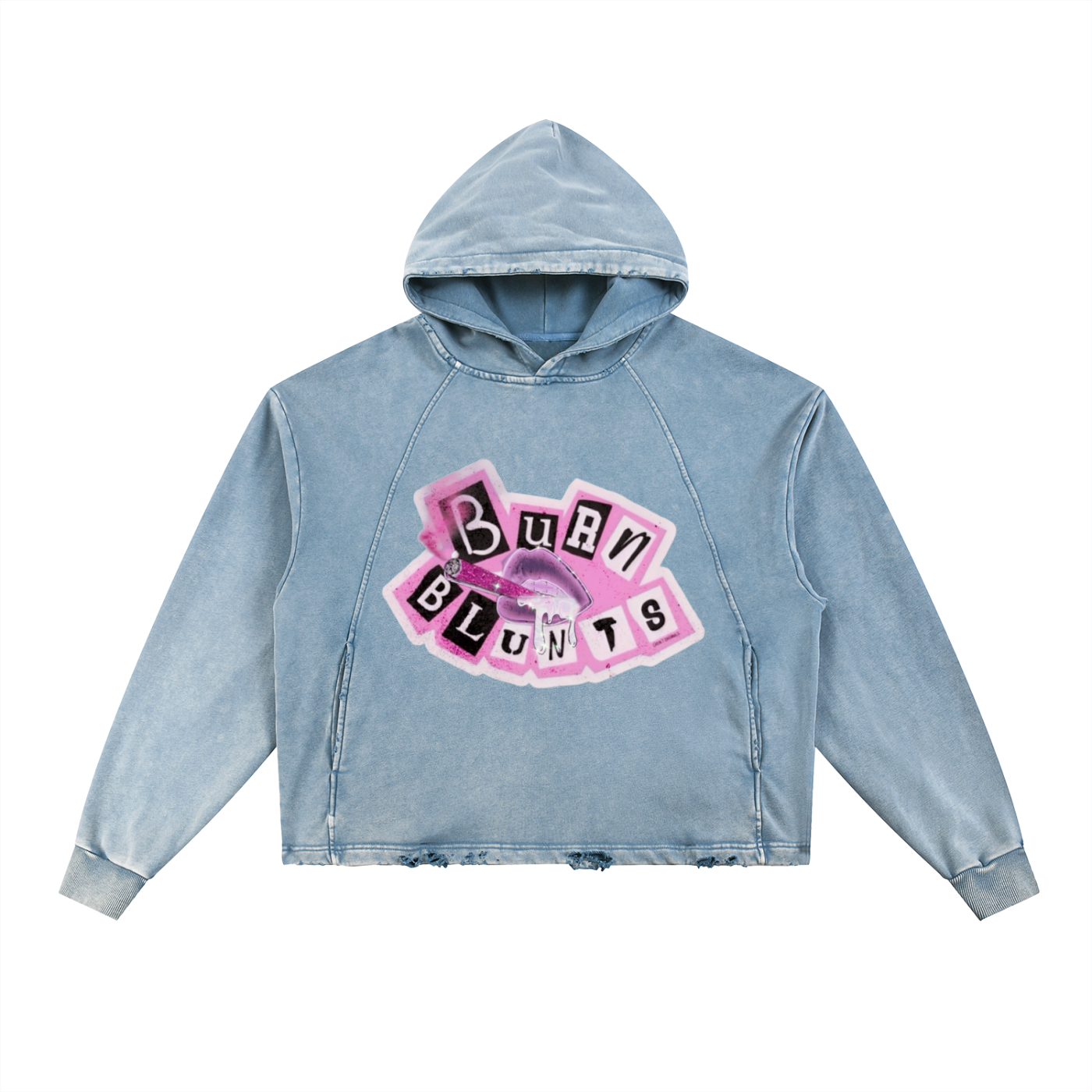 Vintage Washed Frayed-Hem Hoodie
