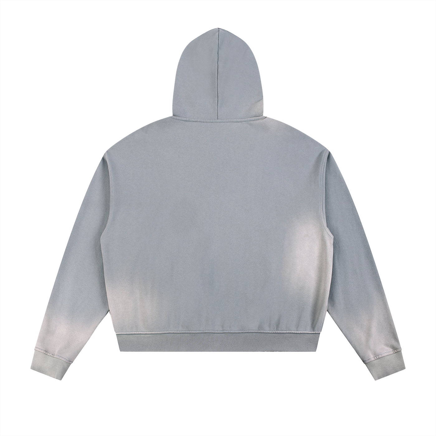 Sun Fade Frayed Raw Edge Fleece Zip Hoodie - with black logo