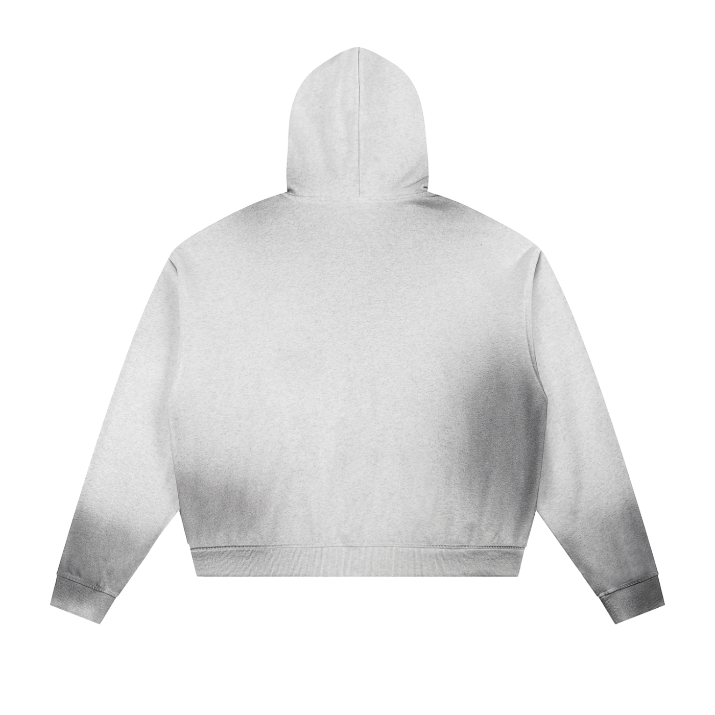 Sun Fade Frayed Raw Edge Fleece Zip Hoodie - with black logo