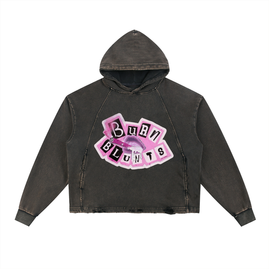 Vintage Washed Frayed-Hem Hoodie