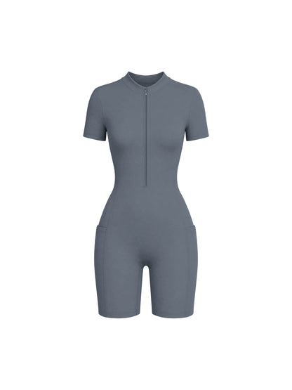 Women's Quarter-Zip Short Sleeve Romper